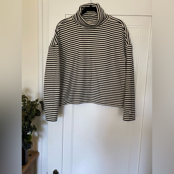 Everlane The Turtleneck Sweatshirt Black White, Stripe Organic Cotton, Sz XXS - Picture 3 of 11